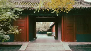 Ancient Chinese Temple Entrance Wallpaper
