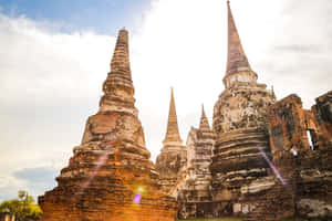 Ancient Stupas Ayutthaya Historical Park Thailand Wallpaper