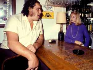 Andre The Giant With A Bartender Wallpaper