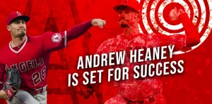 Andrew Heaney In Action On The Baseball Mound Wallpaper