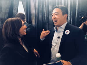 Andrew Yang With Kamala Harris Wallpaper