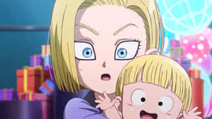 Android_18_and_ Marron_ Surprised_ Anime_ Scene Wallpaper