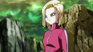 Android_18_ Stoic_ Expression_ Anime_ Scene.jpg Wallpaper