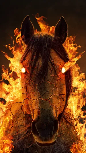 Android Fire With A Burning Horse Wallpaper