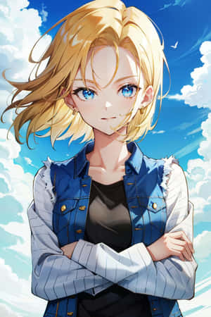 Android18 Blue Sky Portrait Wallpaper