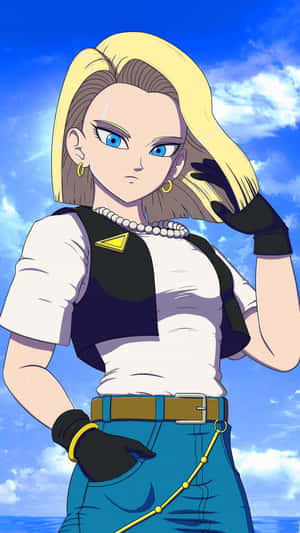 Android18 Confident Pose Wallpaper