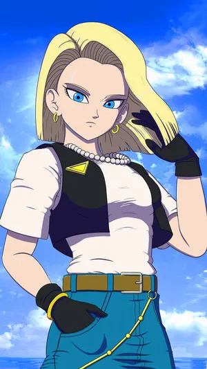 Android18 Confident Pose Wallpaper