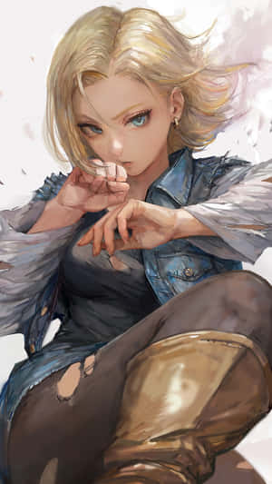 Android18 Intense Gaze Artwork Wallpaper