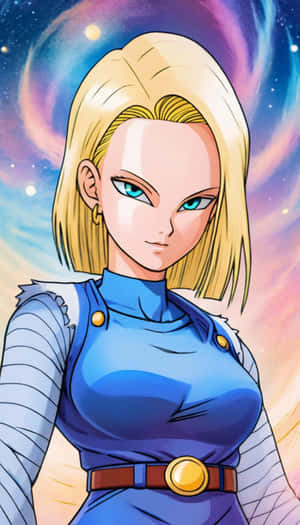 Android18 Portrait Space Backdrop Wallpaper