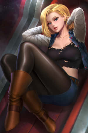 Android18 Relaxed Pose Artwork Wallpaper