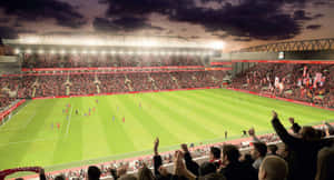 Anfield Stadium Liverpool Match Night Wallpaper