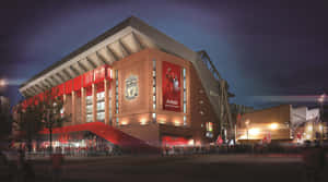 Anfield Stadium Night Exterior View Wallpaper