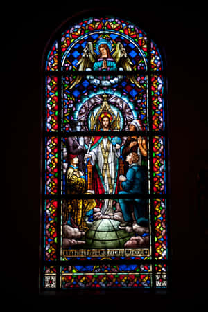 Angel_and_ Christ_ Stained_ Glass_ Window Wallpaper