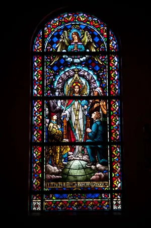 Angel_and_ Christ_ Stained_ Glass_ Window Wallpaper