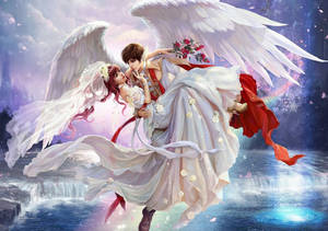 Angel Groom With Bride Wallpaper