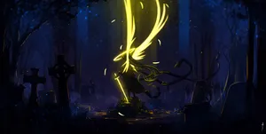 Angel With Glowing Wings Wallpaper