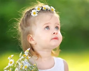 Angelic Girl Child With Floral Headdress Wallpaper