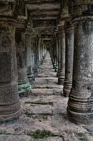 Angkor Wat Pillars Phone Wallpaper
