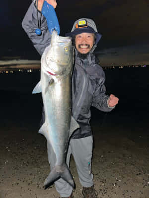 Anglerwith Bluefishat Night Wallpaper