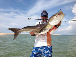 Anglerwith Caught Cobia Wallpaper