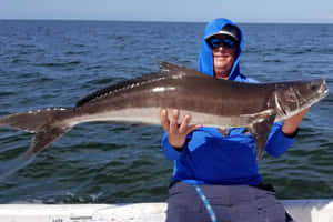 Anglerwith Caught Cobia Wallpaper