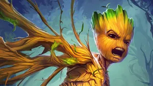 Angry Cartoon Groot Wallpaper