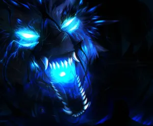 Angry Cool Blue Wolf Digital Art Wallpaper