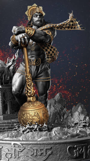 Angry Hanuman Statue Wallpaper