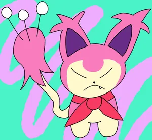 Angry Skitty Art With Red Scarf Wallpaper