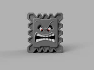 Angry Thwomp3 D Render Wallpaper