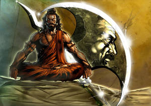 Angry Vishnu Meditating On Sand Wallpaper