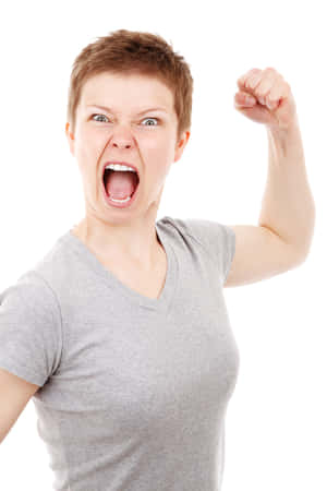 Angry Woman Raising Fist Wallpaper