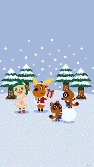 Animal Crossing Winter Blue Wallpaper