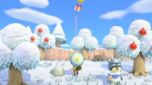 Animal Crossing Winter Snow Trees Wallpaper