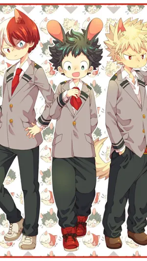 Animal Deku X Todoroki X Bakugou Wallpaper