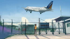 Animated Airport Scenewith Character Wallpaper