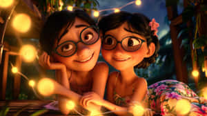 Animated Best Friends Fairy Lights Wallpaper