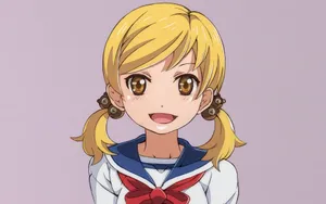 Animated Blonde Character School Uniform Wallpaper