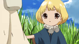 Animated Blonde Childin Field Wallpaper