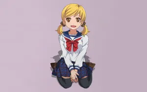 Animated Blonde Schoolgirl Smiling Wallpaper