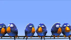 Animated Blue Birds On Wire Wallpaper