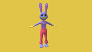 Animated Blue Rabbit Character Wallpaper