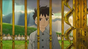 Animated Boy Behind Golden Gates Wallpaper