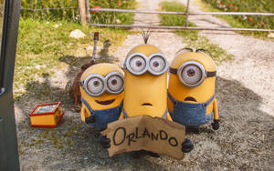 Animated Cartoon Minions Hitchhiking Wallpaper