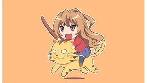 Animated Cat And Taiga Aisaka Wallpaper