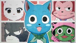 Animated Cat Characters Collage Wallpaper