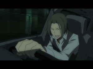 Animated Character Driving Angry Expression Wallpaper