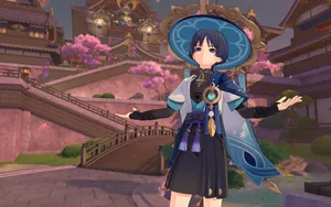 Animated Character In Traditional Setting Wallpaper