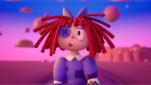 Animated Character Purple Sunset Wallpaper