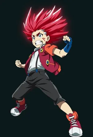 Animated Character Red Hair Action Pose Wallpaper